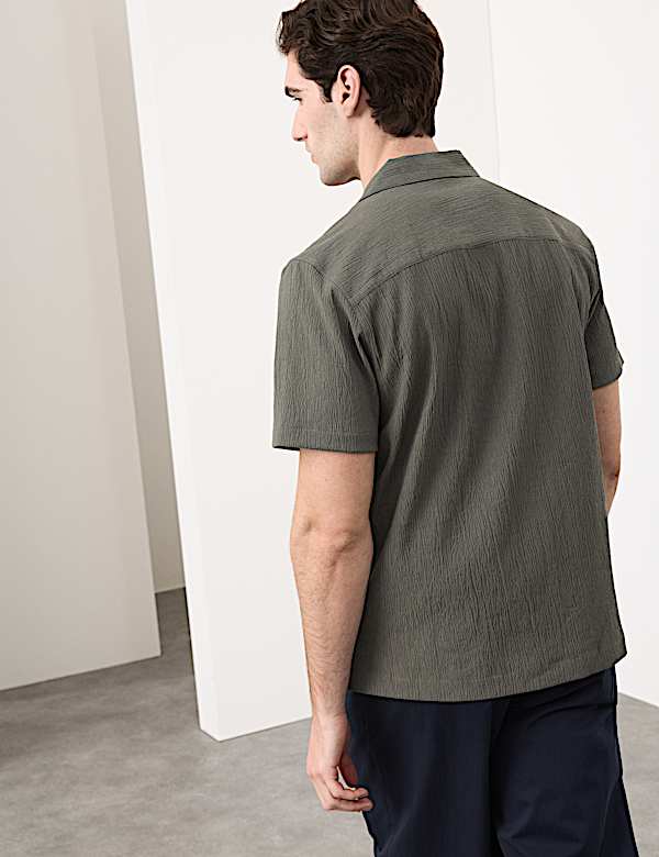Regular Fit Crinkle Seersucker Shirt