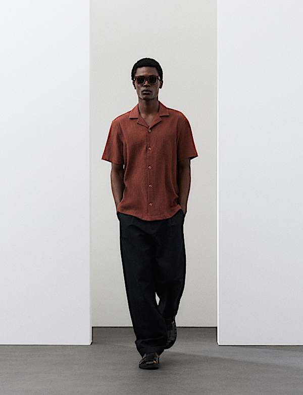 Regular Fit Crinkle Seersucker Shirt