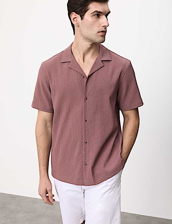 Relaxed Fit Crinkle Seersucker Shirt
