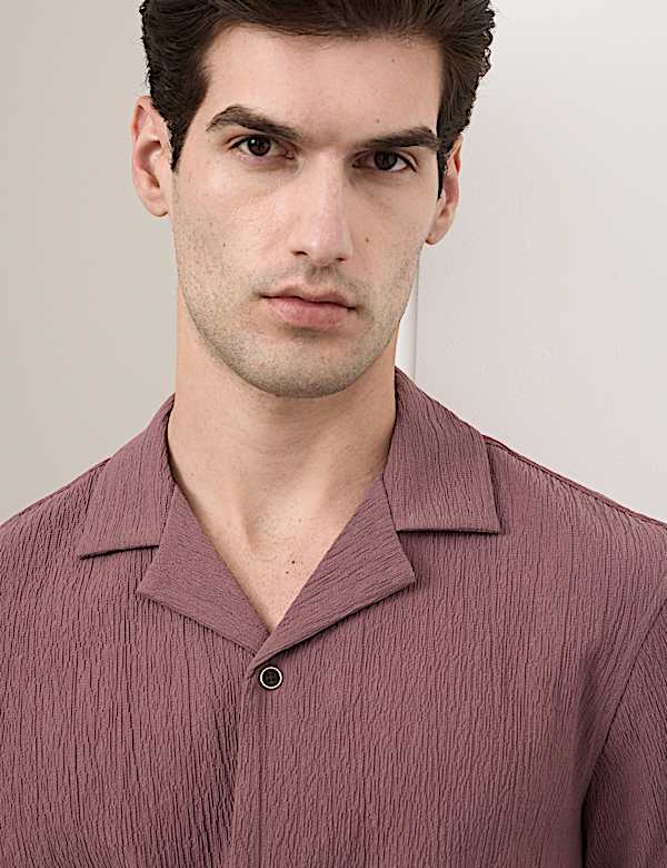 Relaxed Fit Crinkle Seersucker Shirt