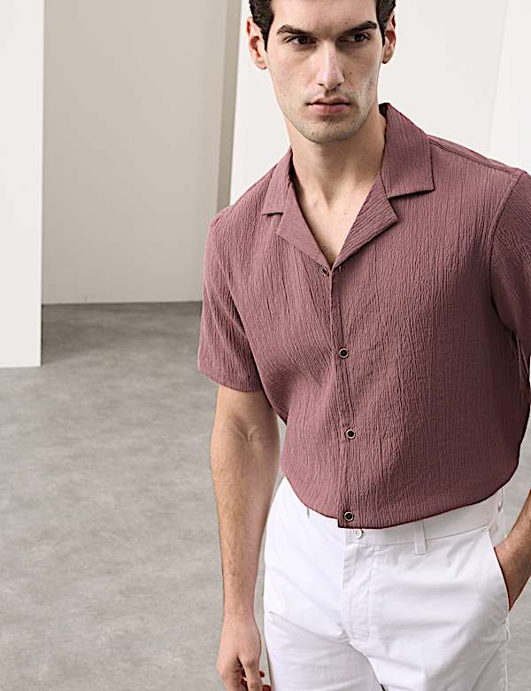 Relaxed Fit Crinkle Seersucker Shirt