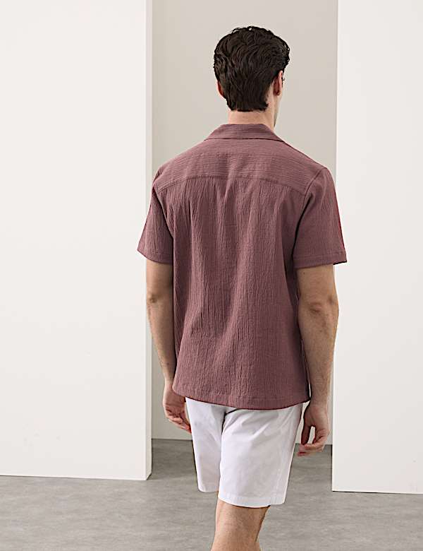 Relaxed Fit Crinkle Seersucker Shirt