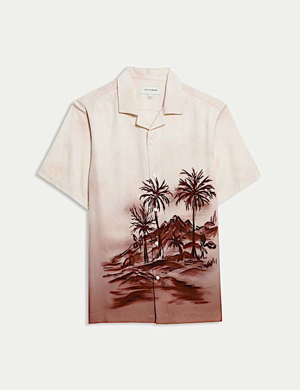 Chemise &agrave; imprim&eacute; sc&eacute;nique et col cubain - FR