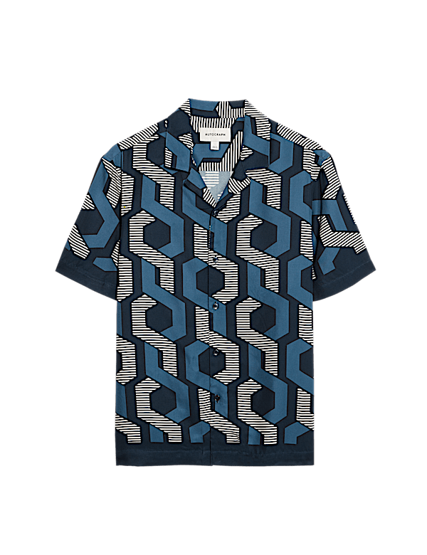 Regular Fit Geometric Print Short Sleeve Shirt