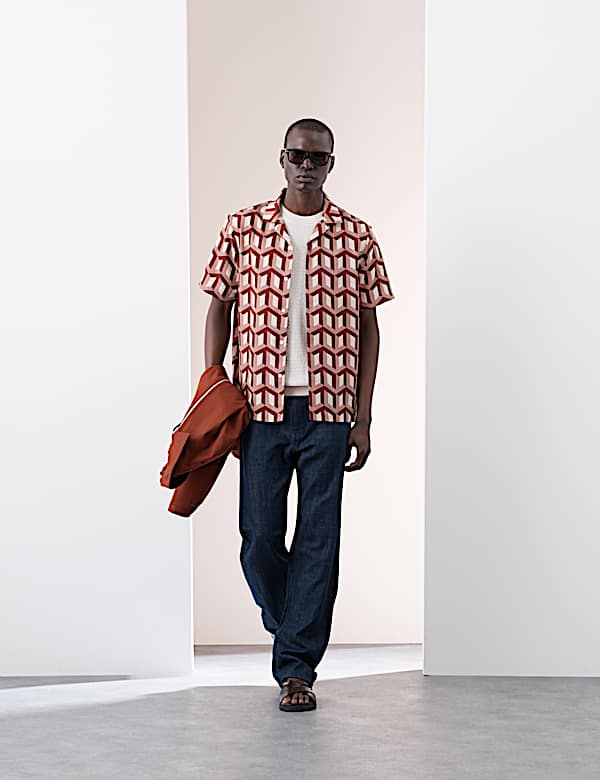 Regular Fit Short Sleeve Geometric Print Shirt