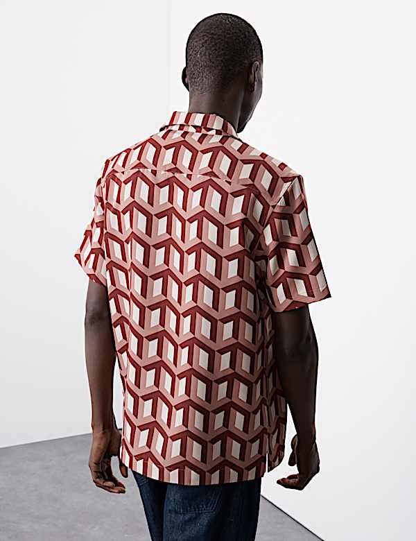 Regular Fit Short Sleeve Geometric Print Shirt