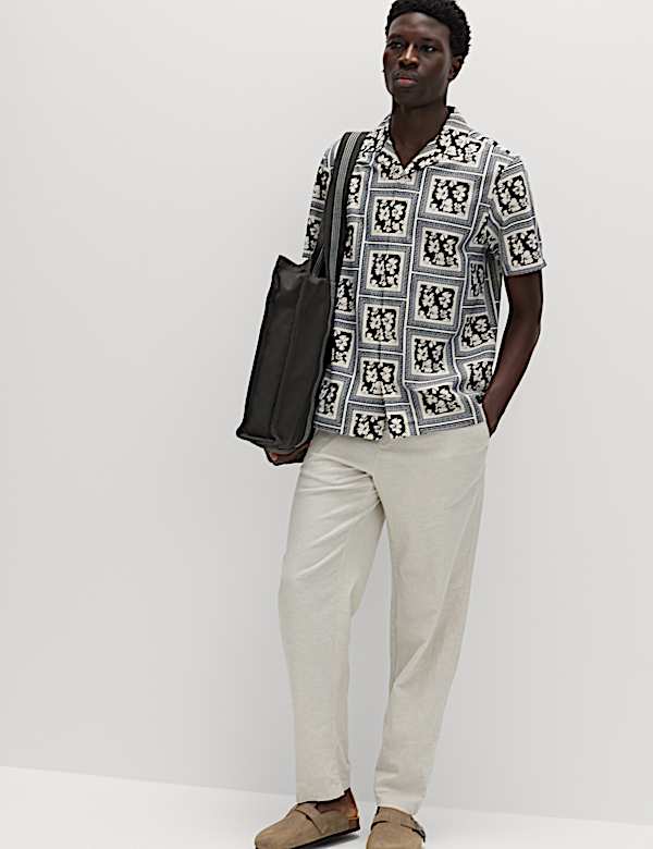 חולצת שרוול קצר פרחונית מכותנה טהורה - IL