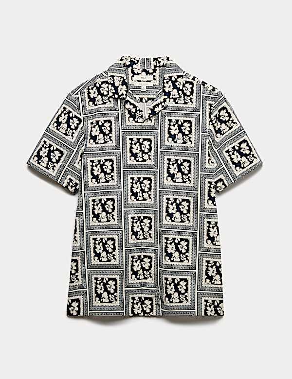 חולצת שרוול קצר פרחונית מכותנה טהורה - IL