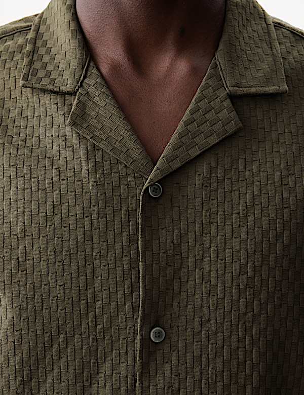 Pure Cotton Textured Jersey Oxford Shirt - BG