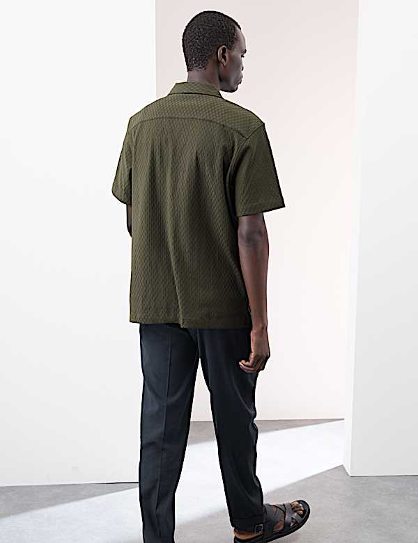 Pure Cotton Textured Jersey Oxford Shirt - BG