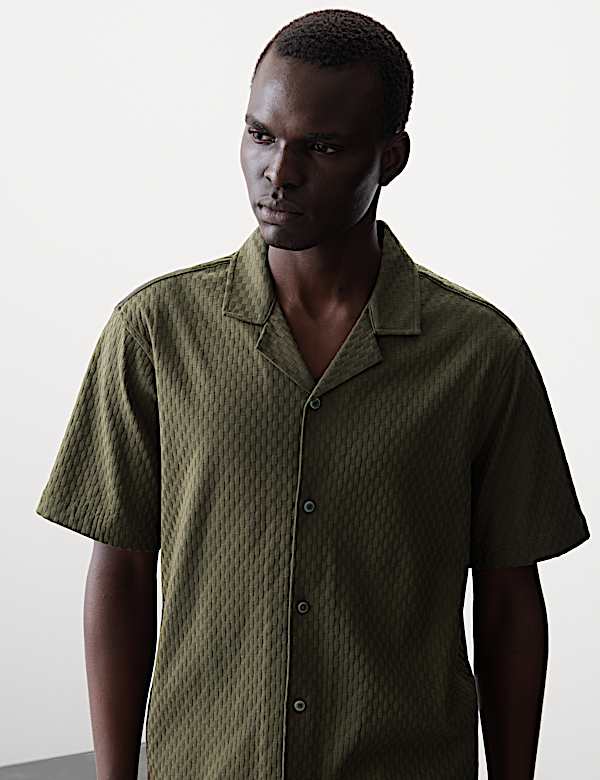 Pure Cotton Textured Jersey Oxford Shirt - BG