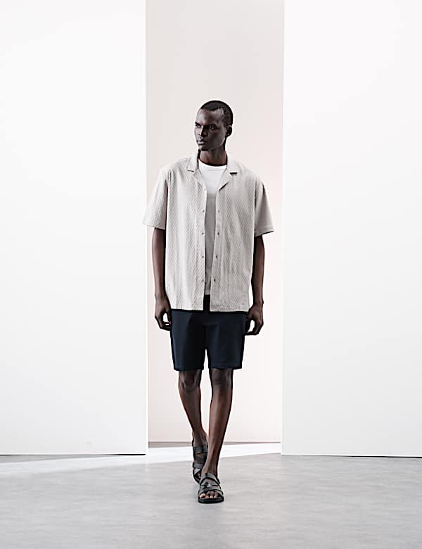 Pure Cotton Textured Jersey Oxford Shirt - FI