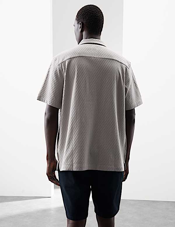 Pure Cotton Textured Jersey Oxford Shirt - FI