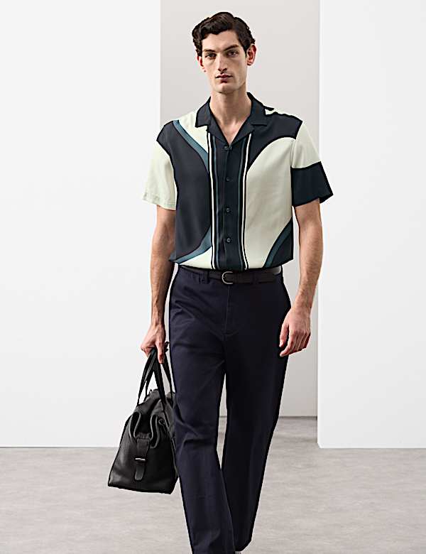 Κοντομάνικο πουκάμισο με αφηρημένα σχέδια - GR