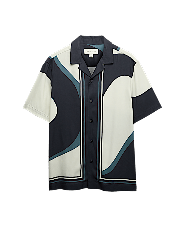 Abstract Border Print Short Sleeve Shirt