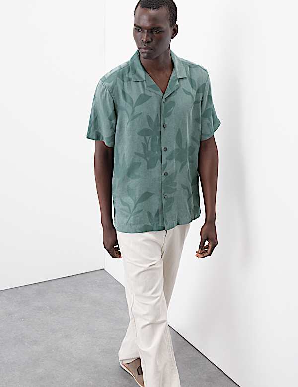 Regular Fit Short Sleeve Cuban Collar Shirt - TW