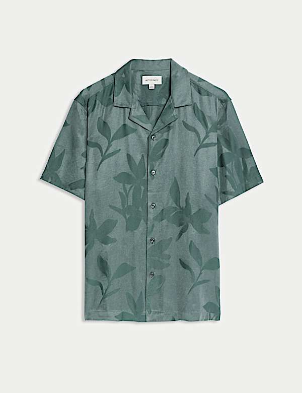 חולצת שרוול קצר בגזרה ישרה עם צווארון קובני - IL