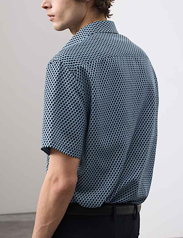 Geometric Print Short Sleeve Shirt - AL