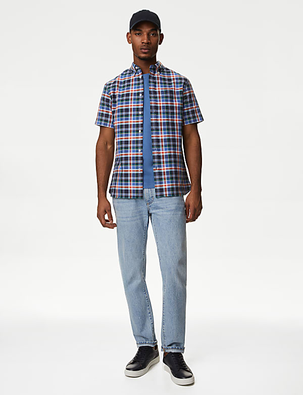 Easy Iron Pure Cotton Check Oxford Shirt - CA