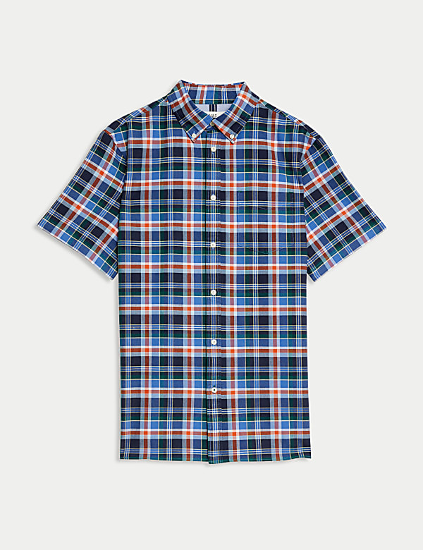 Easy Iron Pure Cotton Check Oxford Shirt - CA
