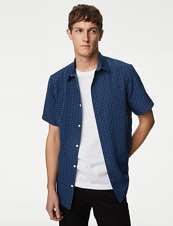 Easy Iron Geometric Print Shirt