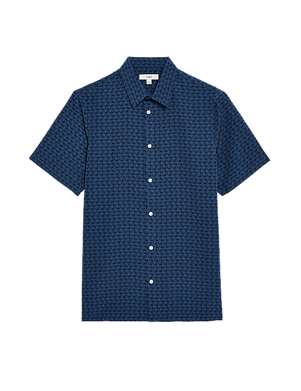 Easy Iron Geometric Print Shirt