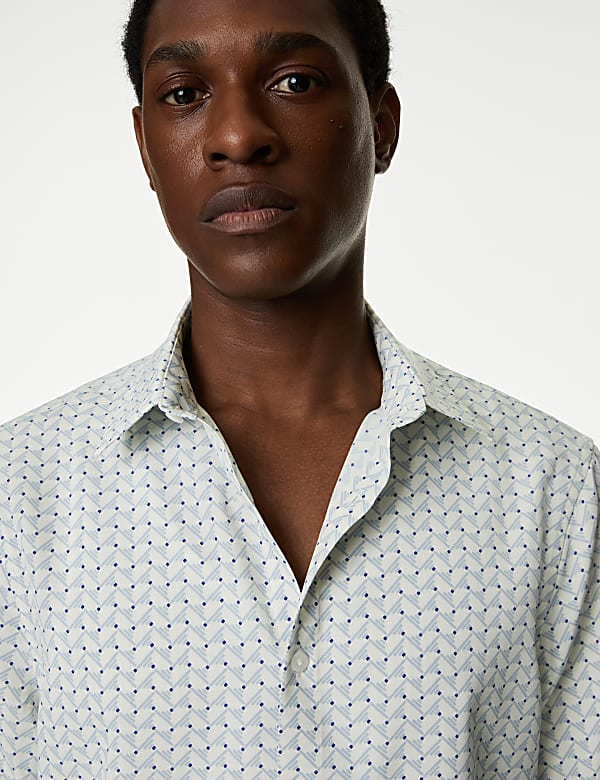 Easy Iron Geometric Print Shirt