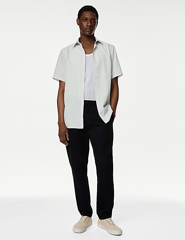 Easy Iron Geometric Print Shirt