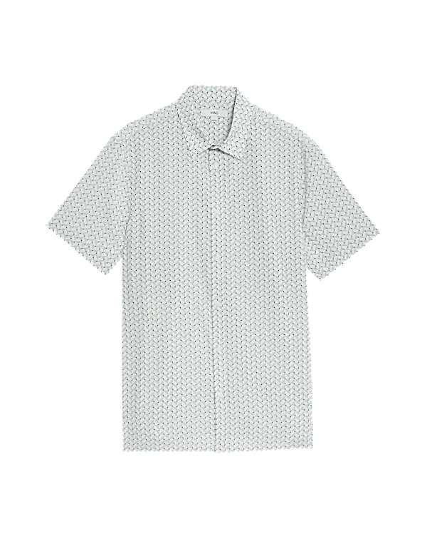 Easy Iron Geometric Print Shirt