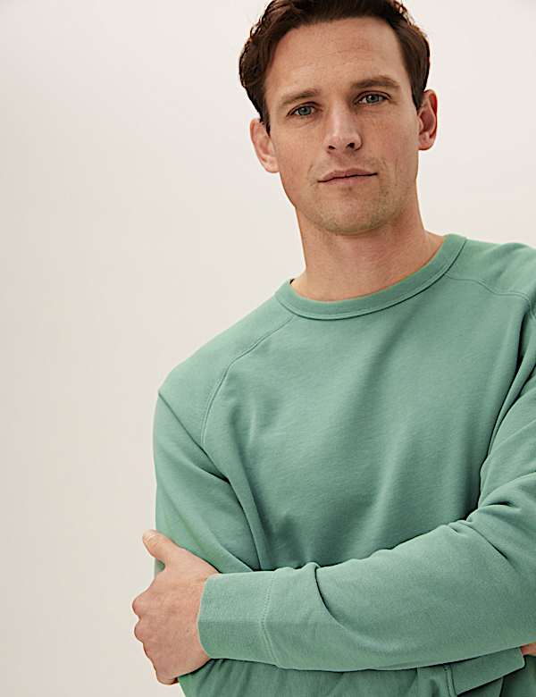 Pure Cotton Raglan Crew Neck Sweatshirt