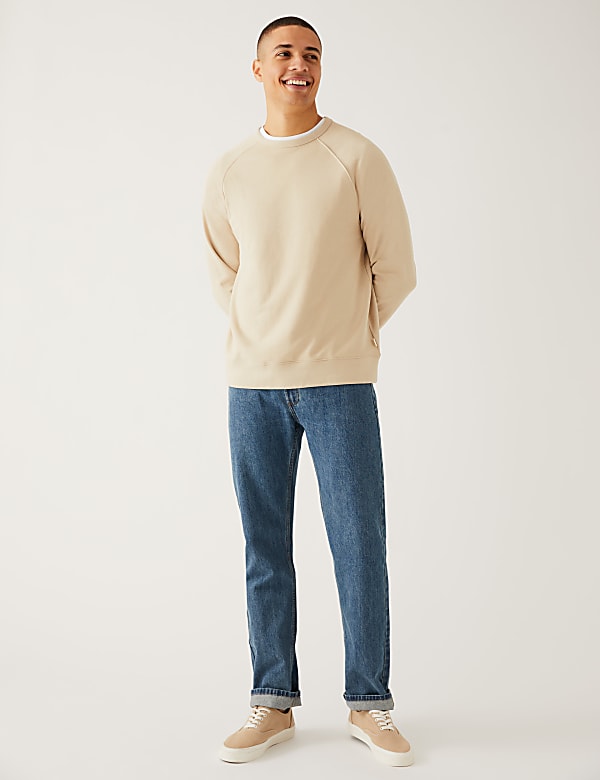 Pure Cotton Raglan Crew Neck Sweatshirt