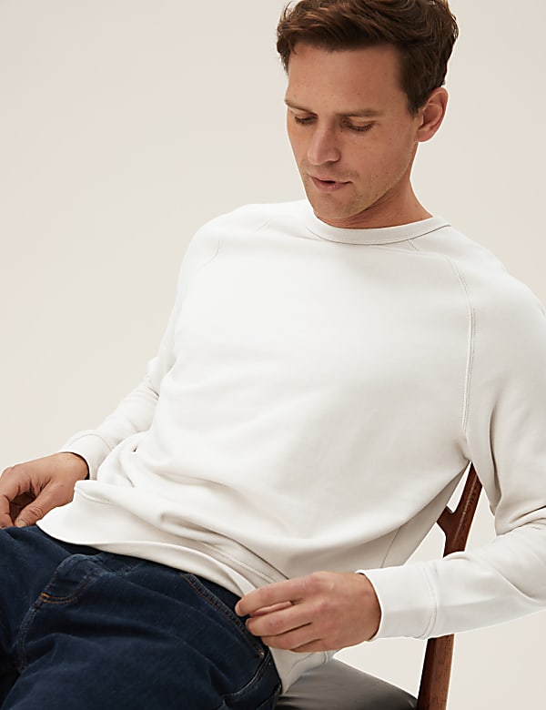 Pure Cotton Raglan Crew Neck Sweatshirt
