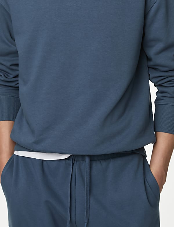 Sudadera de algod&oacute;n maxi de cuello redondo - ES
