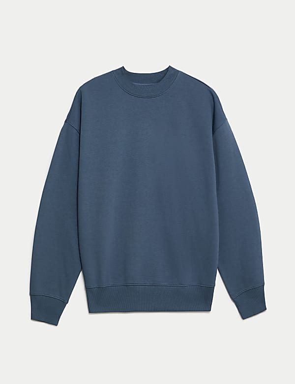 Sudadera de algod&oacute;n maxi de cuello redondo - ES