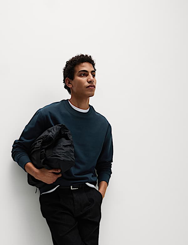 Cotton Rich Relaxed Fit Crew Neck Sweatshirt - AU