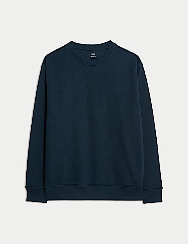 Cotton Rich Relaxed Fit Crew Neck Sweatshirt - LU