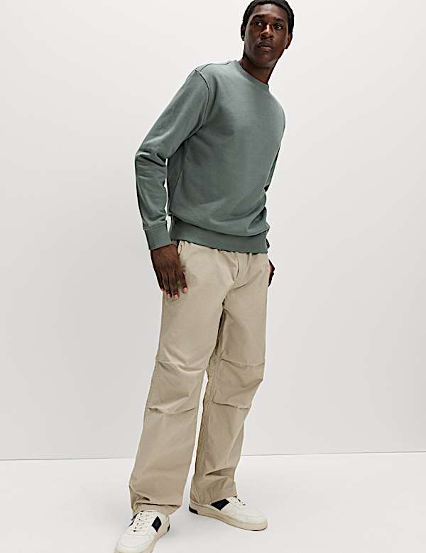 Cotton Rich Relaxed Fit Crew Neck Sweatshirt