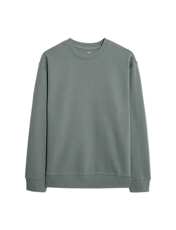 Cotton Rich Relaxed Fit Crew Neck Sweatshirt