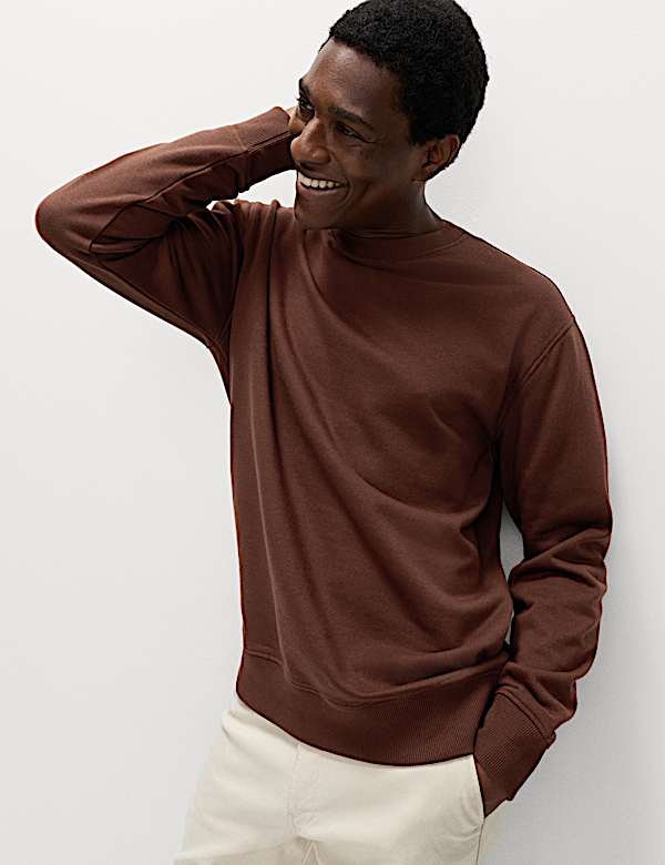 Cotton Rich Relaxed Fit Crew Neck Sweatshirt