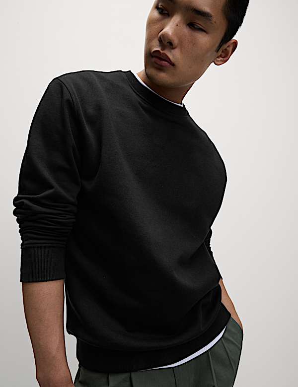 Cotton Rich Relaxed Fit Crew Neck Sweatshirt - NZ
