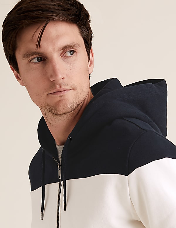 Colour Block Zip Up Hoodie