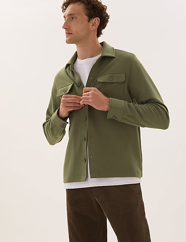 Cotton Blend Jersey Overshirt