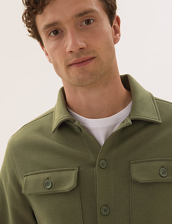 Cotton Blend Jersey Overshirt