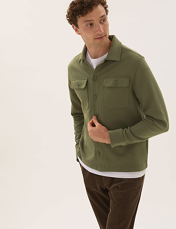 Cotton Blend Jersey Overshirt