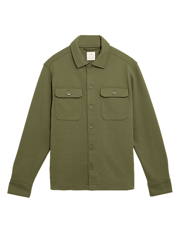 Cotton Blend Jersey Overshirt