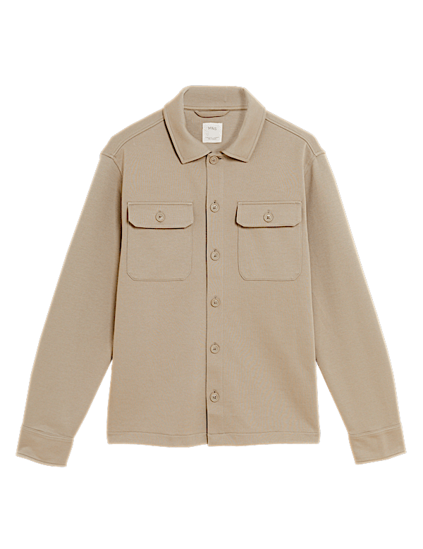Cotton Blend Jersey Overshirt