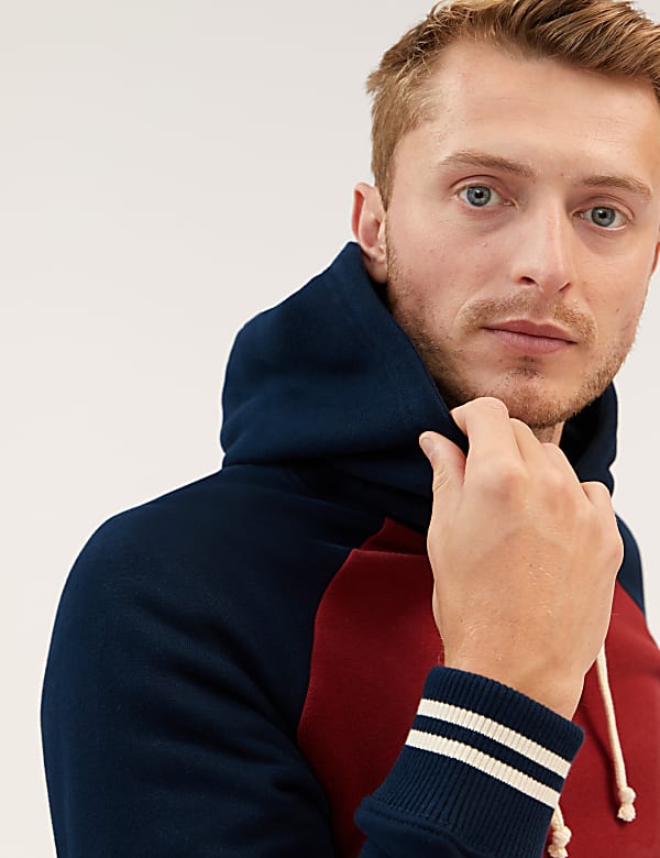 Pure Cotton Colour Block Hoodie