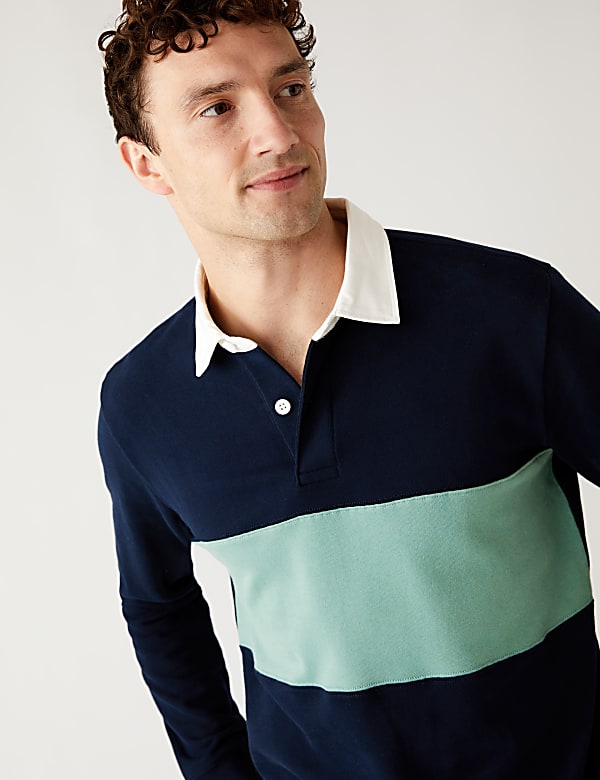 Pure Cotton Colour Block Rugby Sweatshirt