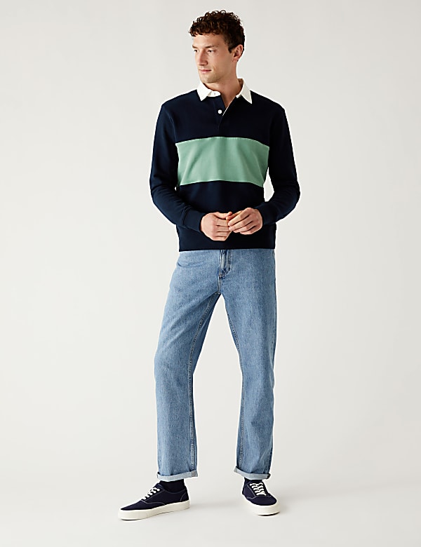 Pure Cotton Colour Block Rugby Sweatshirt