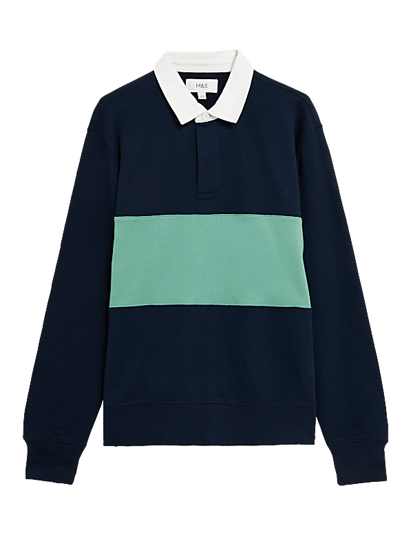 Pure Cotton Colour Block Rugby Sweatshirt